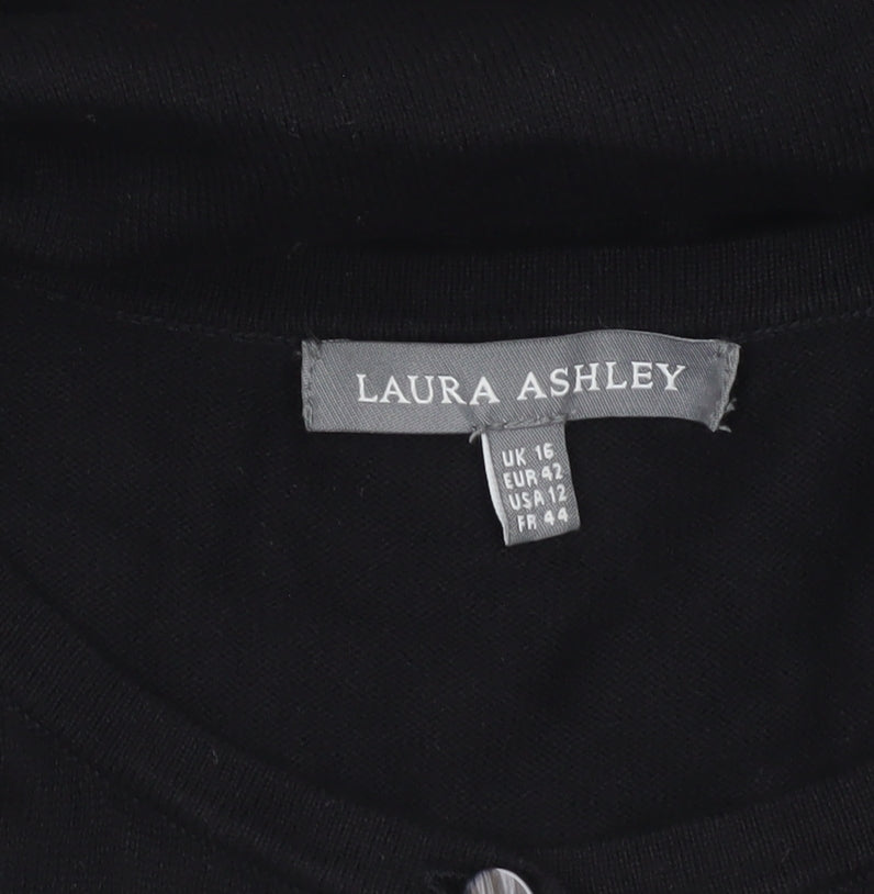 Laura Ashley Women's Black Crochet Sleeve Cardigan UK 16