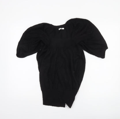 Full Circle Women's Black XS Puff Sleeve Angora Knit Jumper