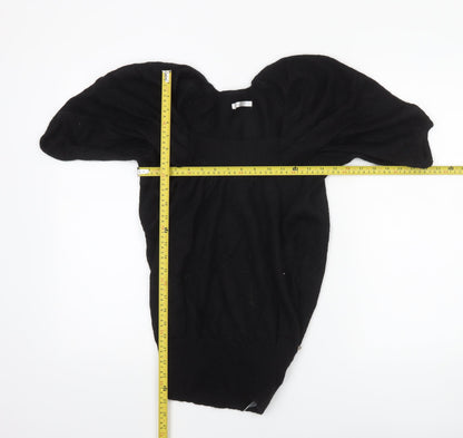 Full Circle Women's Black XS Puff Sleeve Angora Knit Jumper