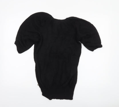 Full Circle Women's Black XS Puff Sleeve Angora Knit Jumper