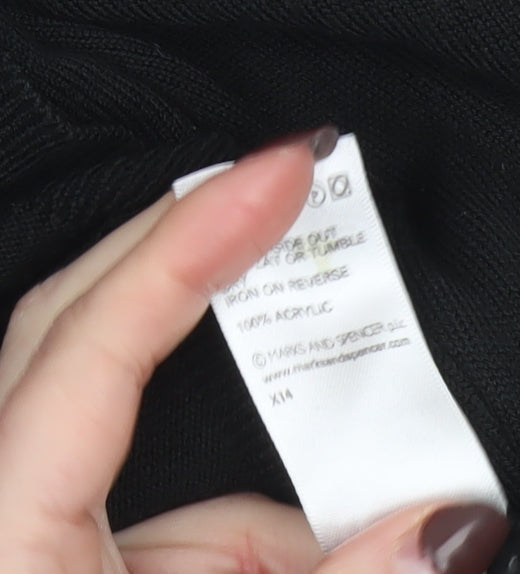 Marks and Spencer Men’s Black V-Neck Jumper XL Acrylic Knit