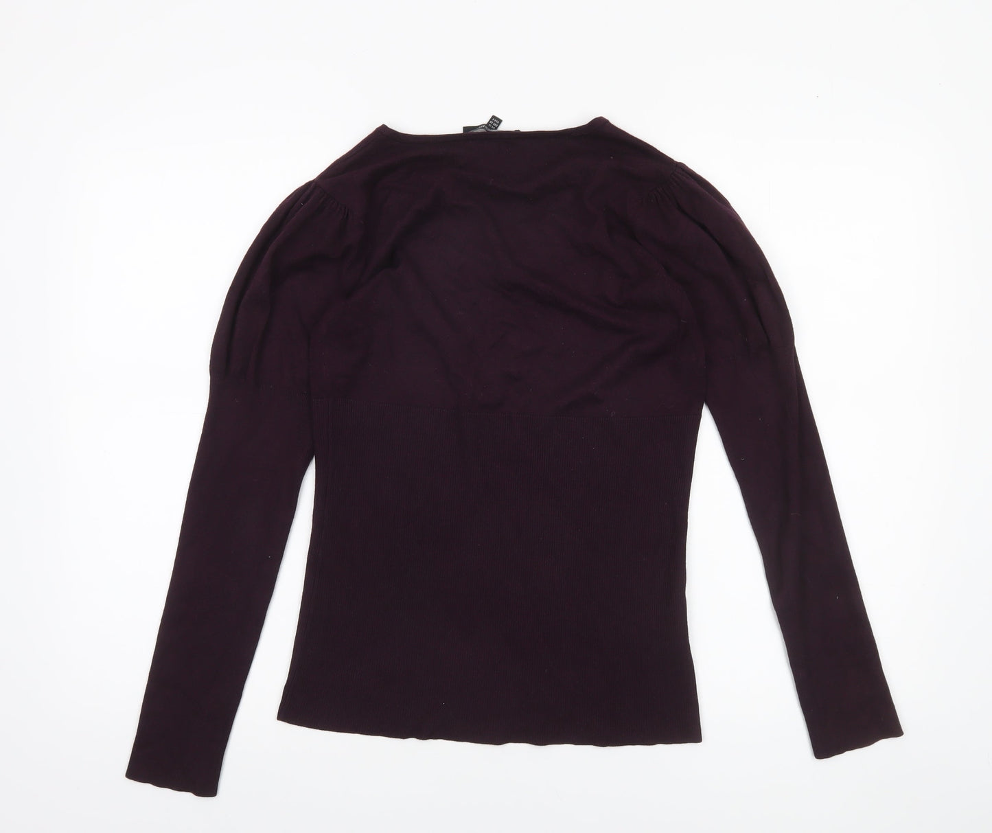 Laura Ashley Womens Purple V-Neck Long Sleeve Pullover Jumper Size 12