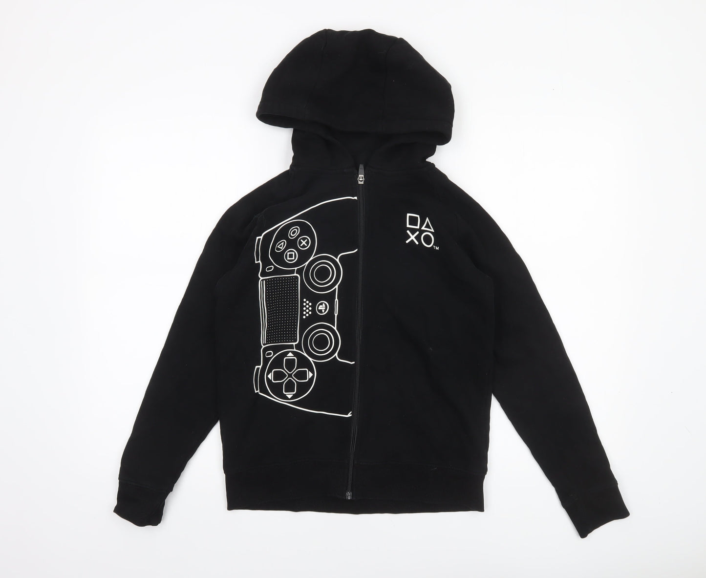 Next Boys Black PlayStation Full Zip Hoodie 12 Years Cotton Gamer Graphic