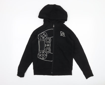 Next Boys Black PlayStation Full Zip Hoodie 12 Years Cotton Gamer Graphic
