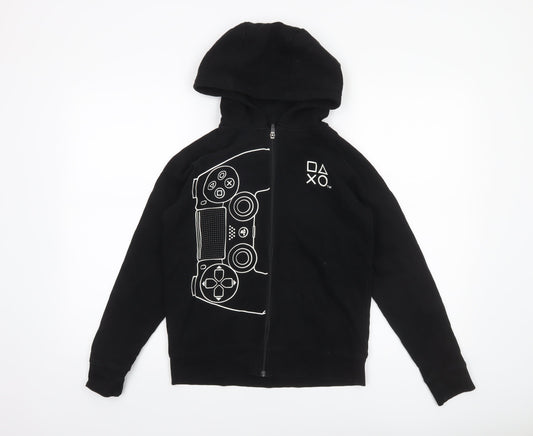 Next Boys Black PlayStation Full Zip Hoodie 12 Years Cotton Gamer Graphic