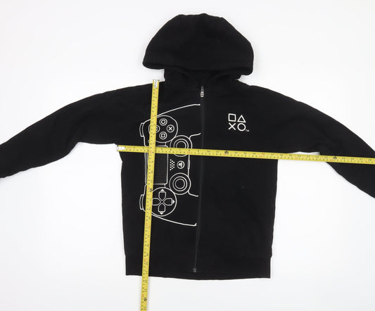 Next Boys Black PlayStation Full Zip Hoodie 12 Years Cotton Gamer Graphic