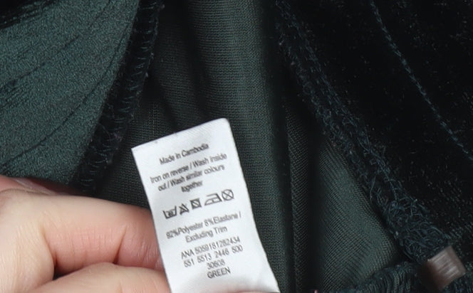 George Women’s Green Velvet Straight Leg Trousers Size 8-10