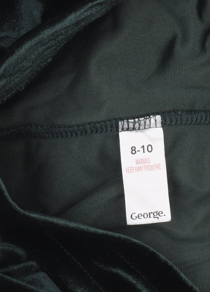 George Women’s Green Velvet Straight Leg Trousers Size 8-10