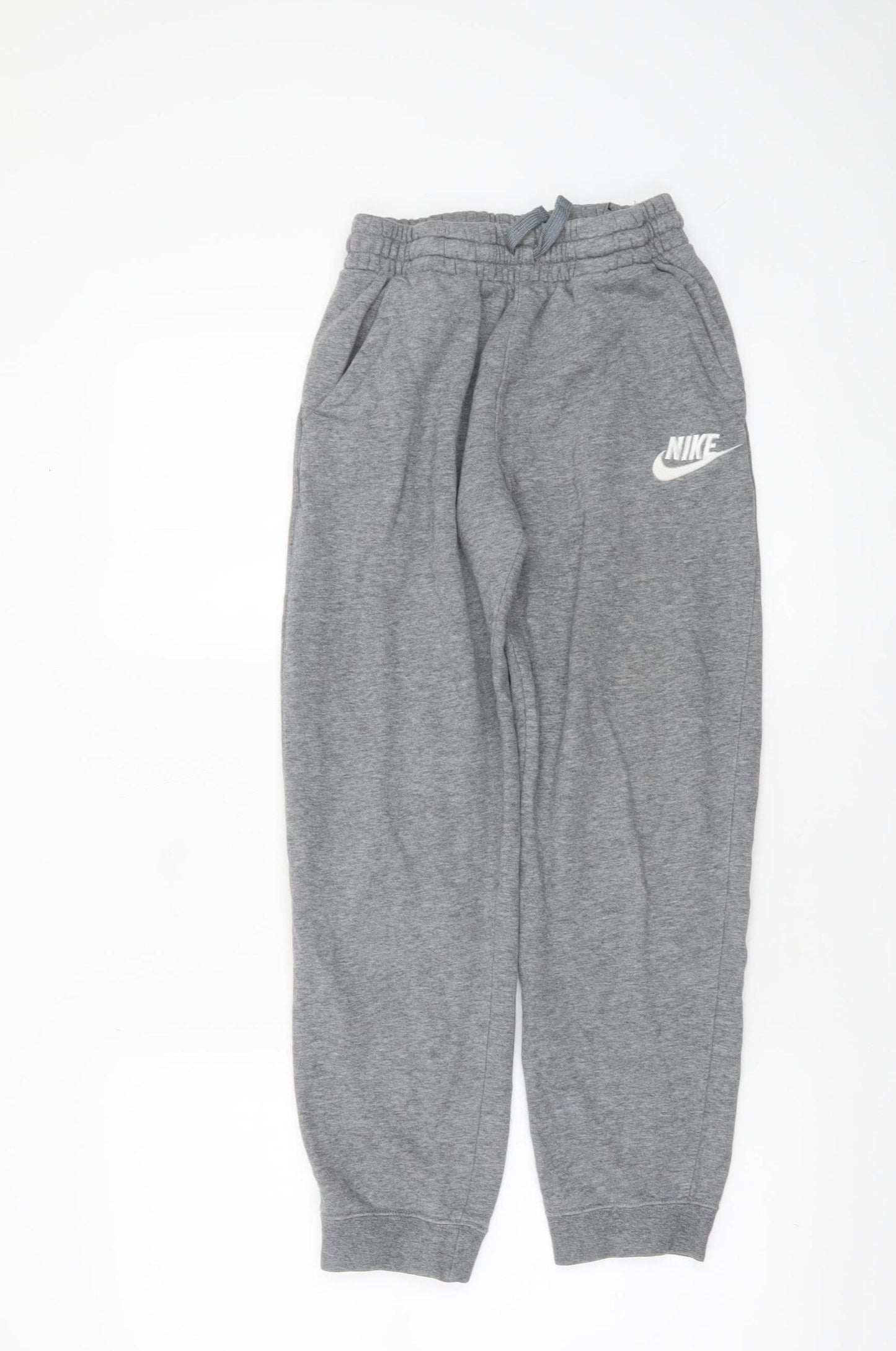 Nike Boys Grey Jogger Trousers L 158cm Cotton Blend Fleece Sweatpants