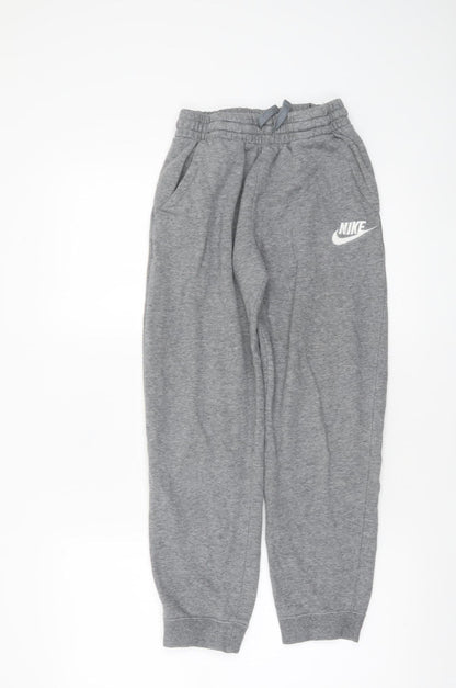 Nike Boys Grey Jogger Trousers L 158cm Cotton Blend Fleece Sweatpants