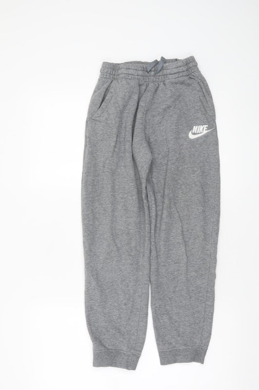 Nike Boys Grey Jogger Trousers L 158cm Cotton Blend Fleece Sweatpants