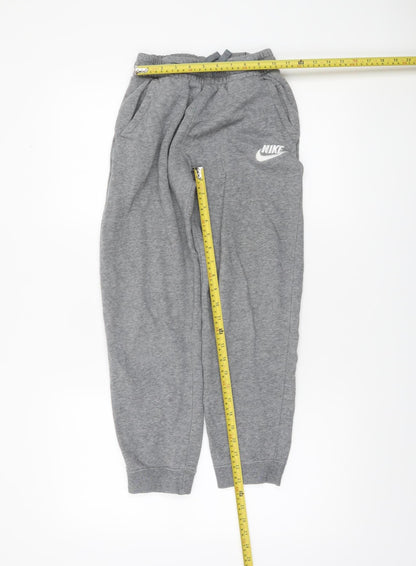 Nike Boys Grey Jogger Trousers L 158cm Cotton Blend Fleece Sweatpants