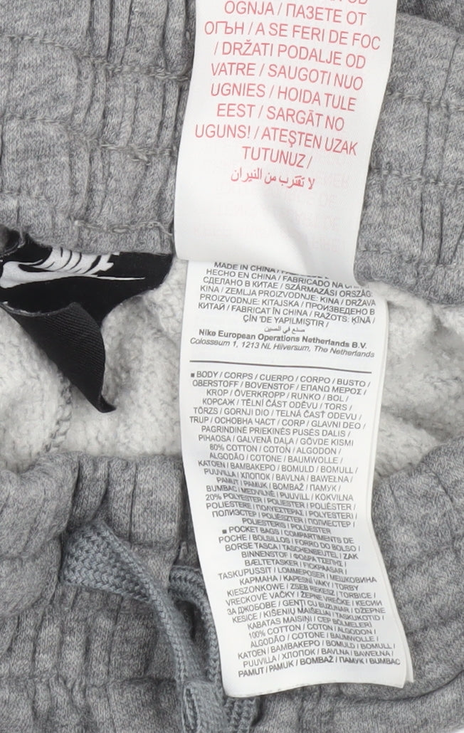 Nike Boys Grey Jogger Trousers L 158cm Cotton Blend Fleece Sweatpants