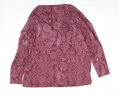 Nutmeg Women Purple Paisley Long Sleeve Jersey Top Size 18