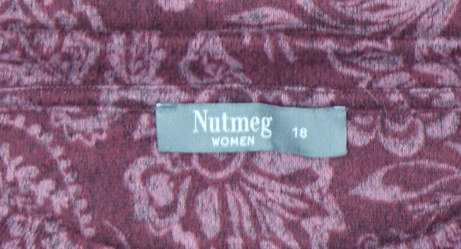 Nutmeg Women Purple Paisley Long Sleeve Jersey Top Size 18