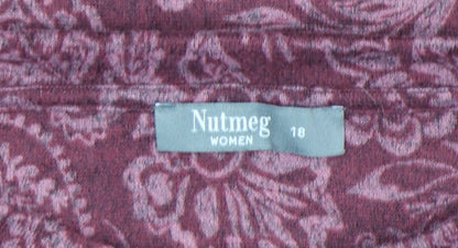 Nutmeg Women Purple Paisley Long Sleeve Jersey Top Size 18