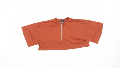 Womens UK Size 8 Missguided Brown Cropped T-Shirt