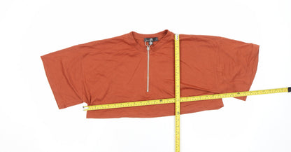 Womens UK Size 8 Missguided Brown Cropped T-Shirt