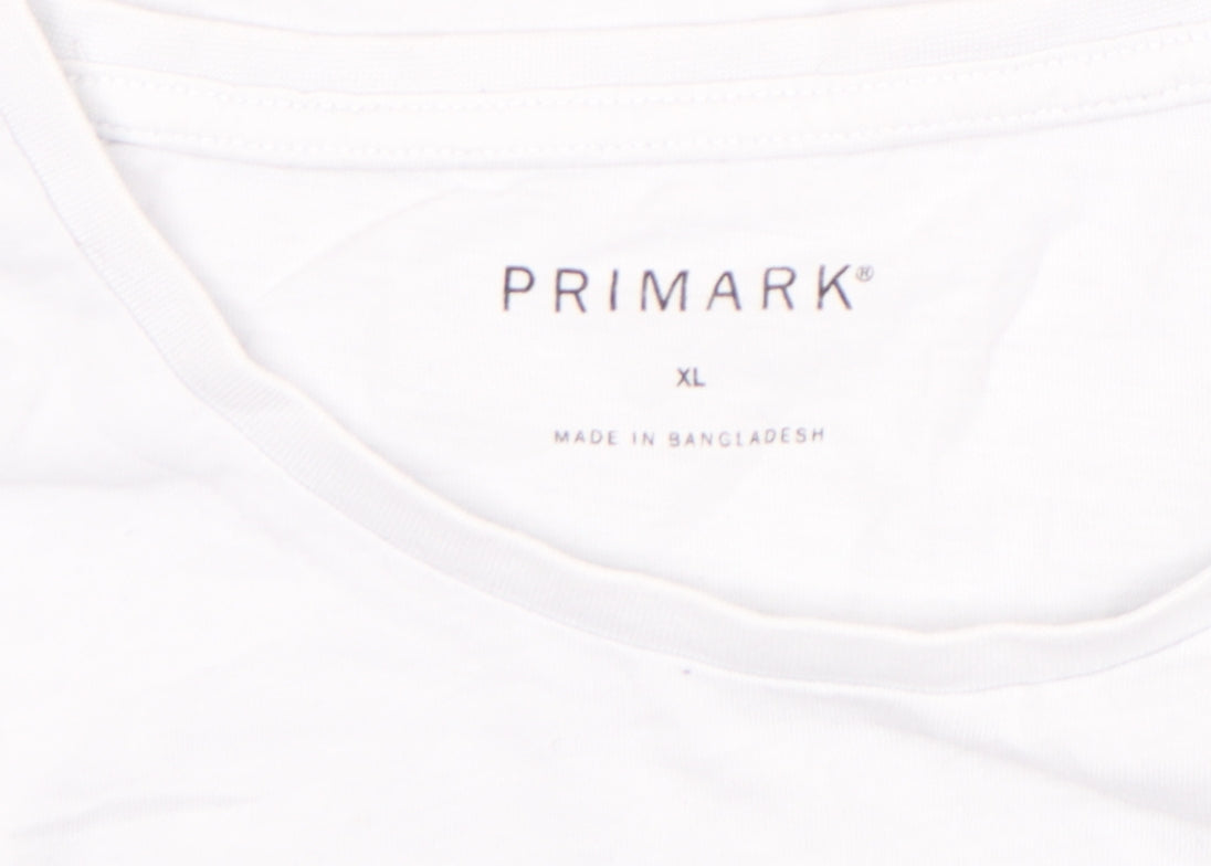 Primark Men White XL Tokyo Graphic Print Short Sleeve T-Shirt