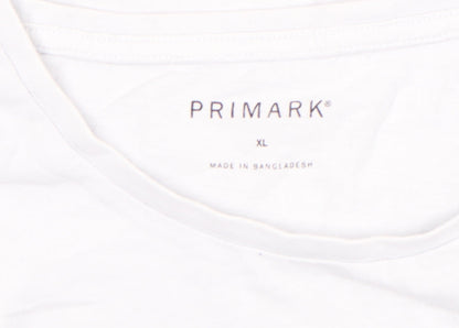 Primark Men White XL Tokyo Graphic Print Short Sleeve T-Shirt