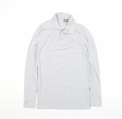 ASOS Men's Grey Long Sleeve Slim Fit Cotton Polo Shirt M