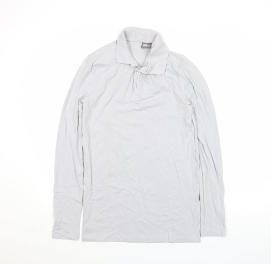 ASOS Men's Grey Long Sleeve Slim Fit Cotton Polo Shirt M