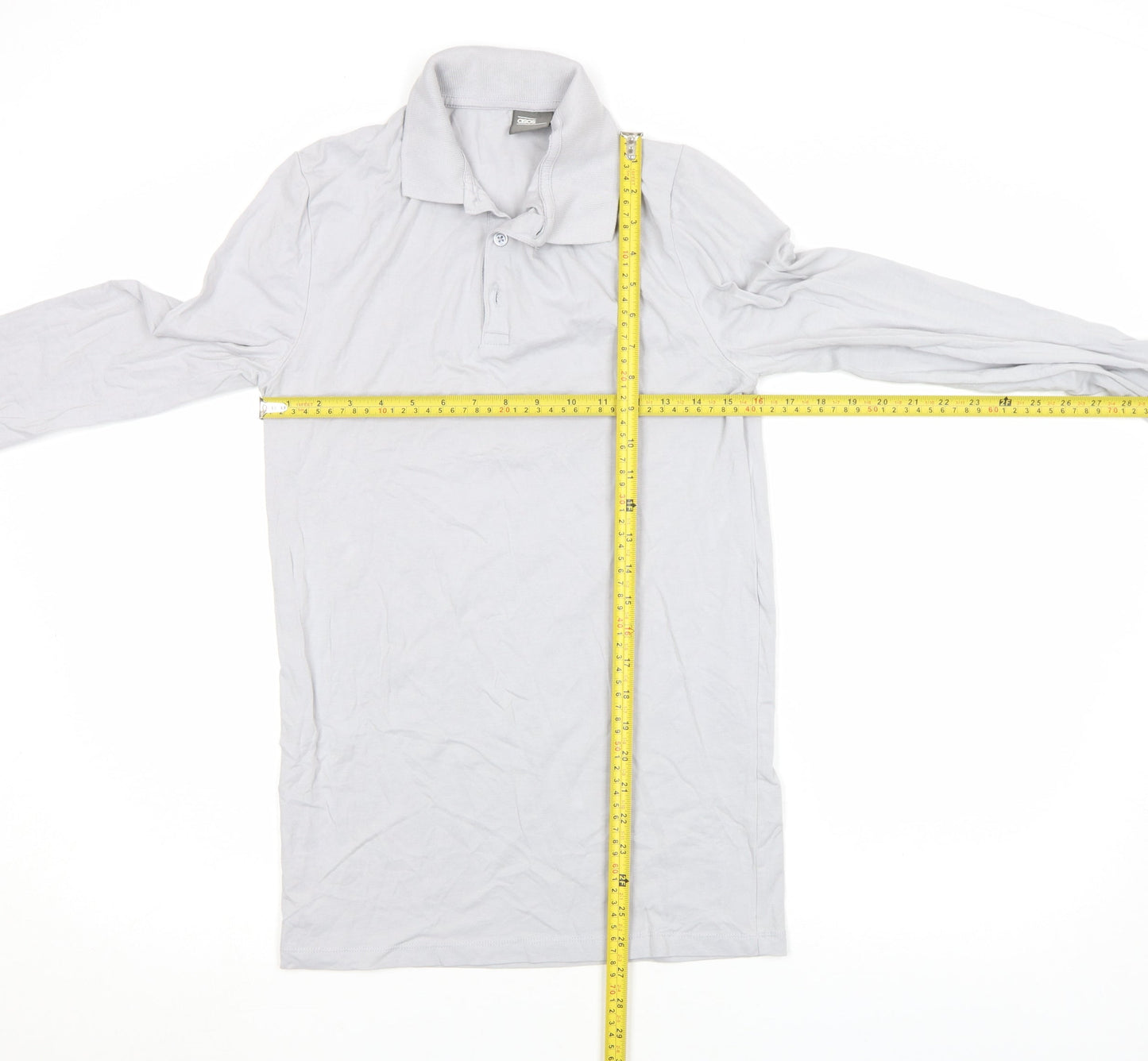 ASOS Men's Grey Long Sleeve Slim Fit Cotton Polo Shirt M