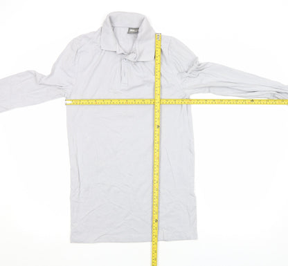 ASOS Men's Grey Long Sleeve Slim Fit Cotton Polo Shirt M
