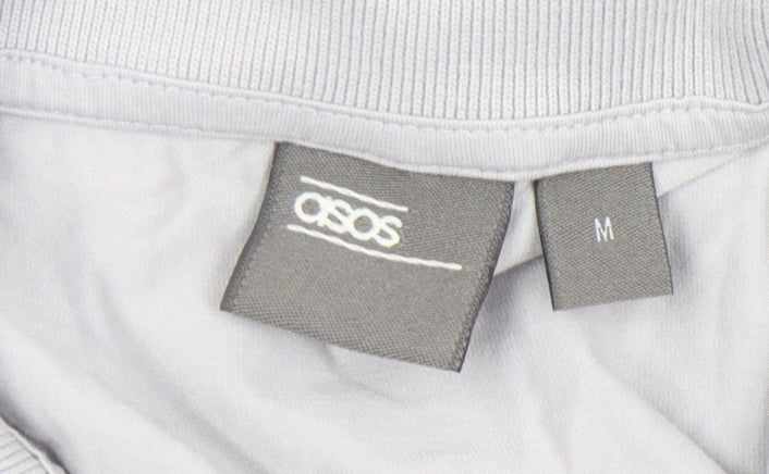 ASOS Men's Grey Long Sleeve Slim Fit Cotton Polo Shirt M