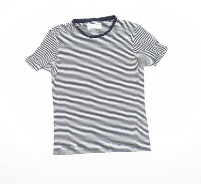 Womens UK Size S Zara Blue Basic T-Shirt