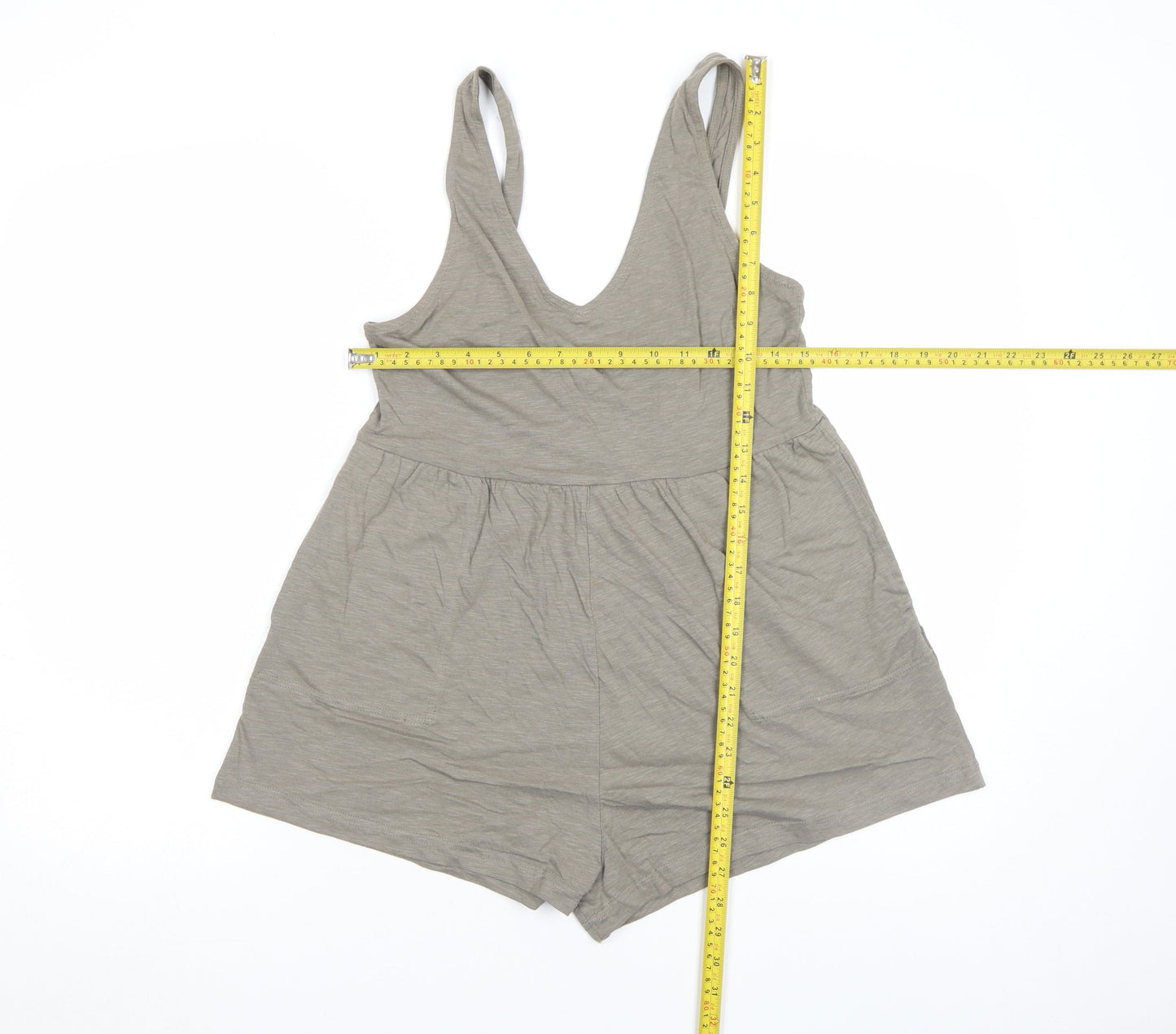 Pull & Bear Women’s Beige Jersey Sleeveless V-Neck Playsuit Size S