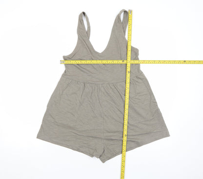 Pull & Bear Women’s Beige Jersey Sleeveless V-Neck Playsuit Size S