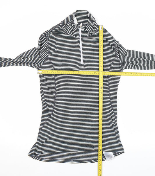 GapFit Women’s Black Striped Long Sleeve High Neck Zip Top Size S