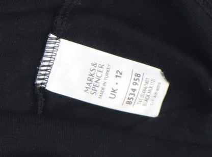 Womens UK Size 12 Marks and Spencer Black Basic T-Shirt