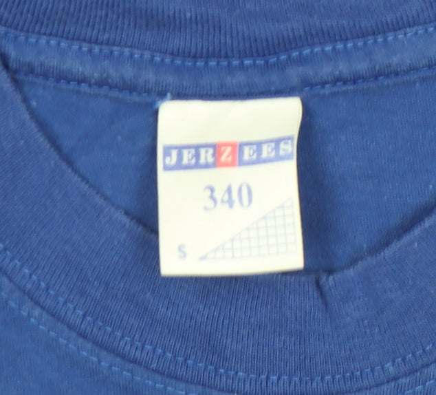 Mens UK Size S JERZEES Blue  T-Shirt