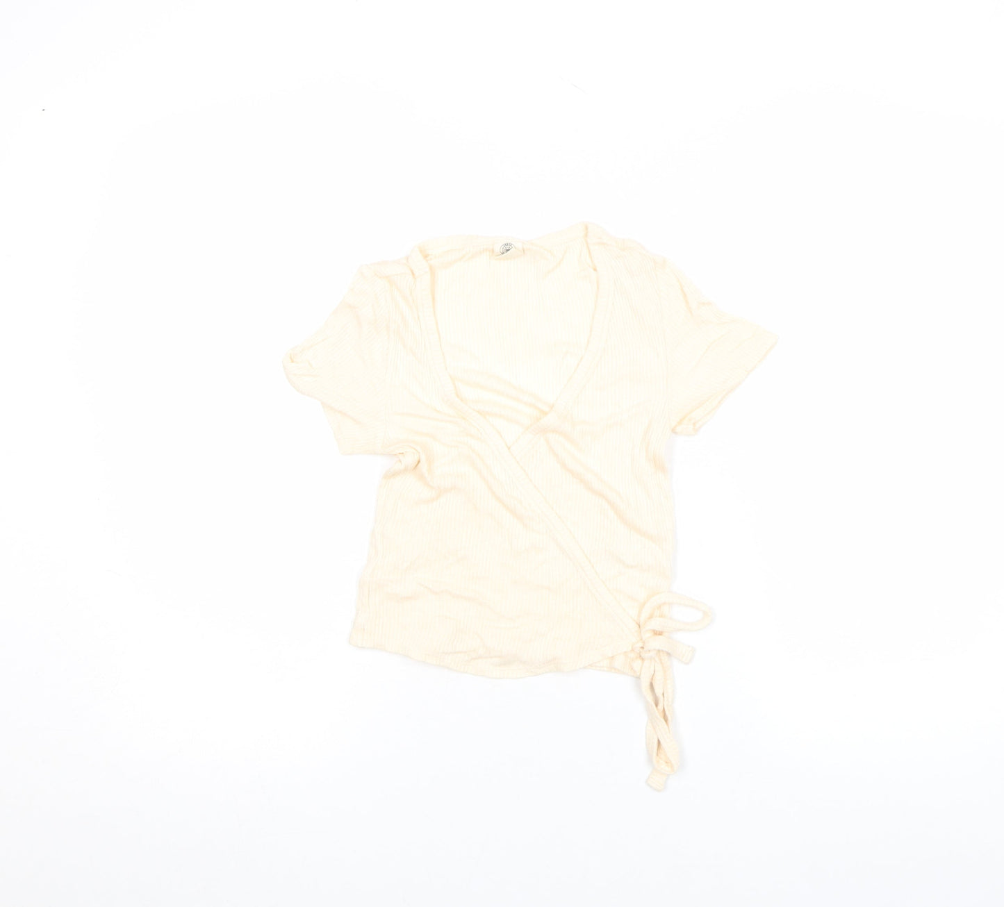 Womens UK Size S Urban Outfitters Beige Wrap T-Shirt