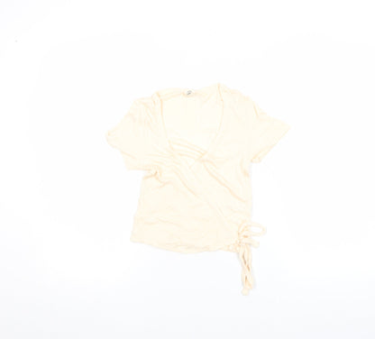 Womens UK Size S Urban Outfitters Beige Wrap T-Shirt