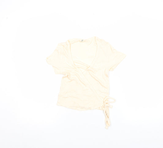 Womens UK Size S Urban Outfitters Beige Wrap T-Shirt