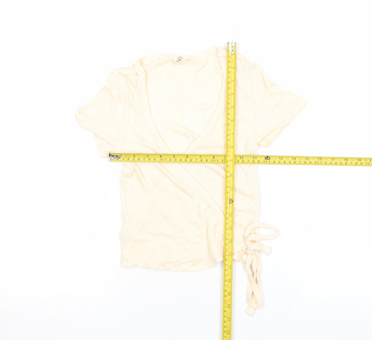 Womens UK Size S Urban Outfitters Beige Wrap T-Shirt