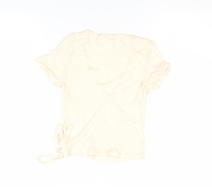 Womens UK Size S Urban Outfitters Beige Wrap T-Shirt
