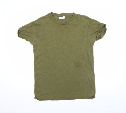 Topman Men's Green Cotton Crew Neck Short Sleeve T-Shirt M