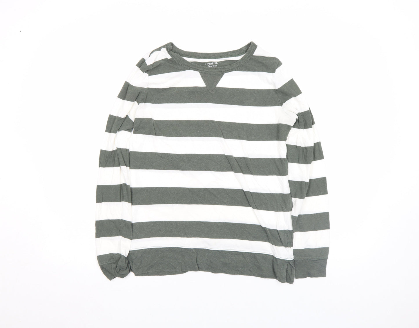 Gap Women’s Green White Striped Long Sleeve Cotton T-Shirt Size S