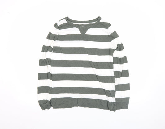 Gap Women’s Green White Striped Long Sleeve Cotton T-Shirt Size S