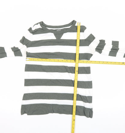 Gap Women’s Green White Striped Long Sleeve Cotton T-Shirt Size S