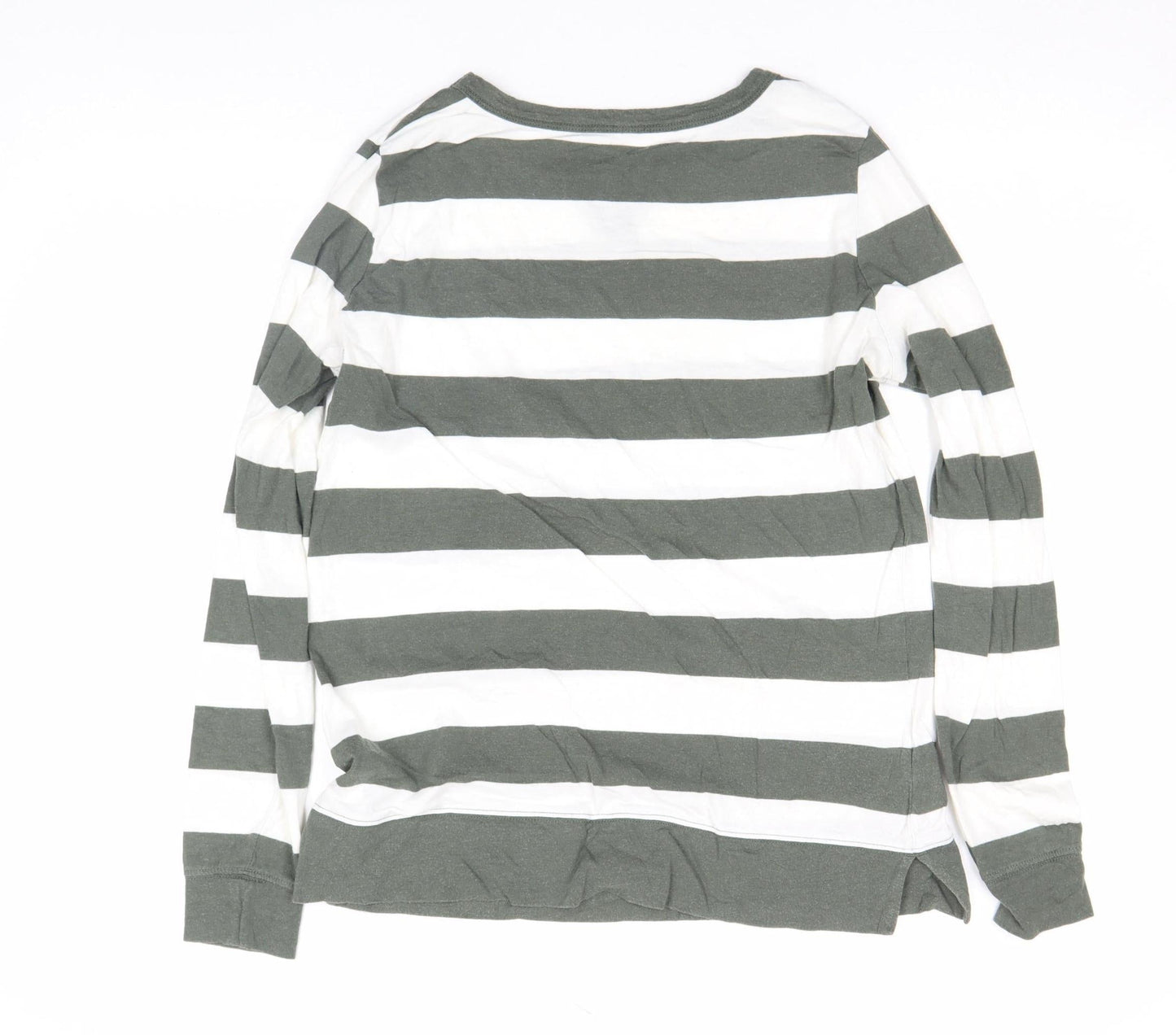 Gap Women’s Green White Striped Long Sleeve Cotton T-Shirt Size S