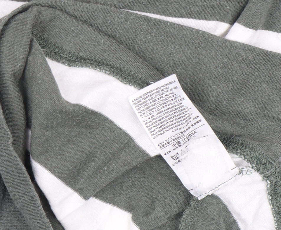 Gap Women’s Green White Striped Long Sleeve Cotton T-Shirt Size S