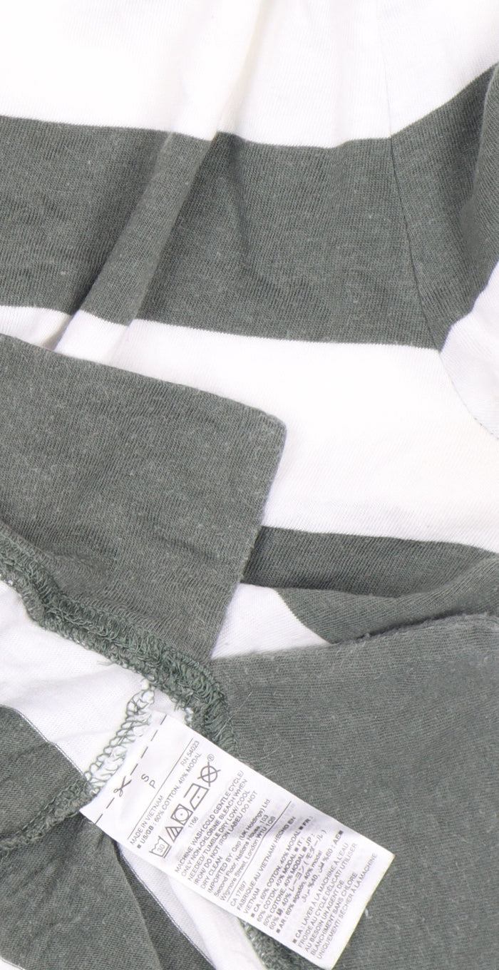 Gap Women’s Green White Striped Long Sleeve Cotton T-Shirt Size S