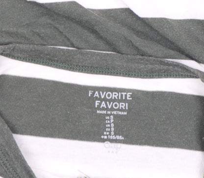 Gap Women’s Green White Striped Long Sleeve Cotton T-Shirt Size S