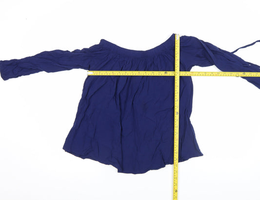 Womens UK Size 14 Select Blue Peasant Blouse