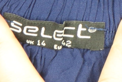 Womens UK Size 14 Select Blue Peasant Blouse
